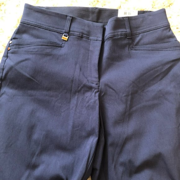 JM Collection Womens Sz 6S Studded Pull On Tummy Control Pants Navy Curvy Fit St - Picture 3 of 9